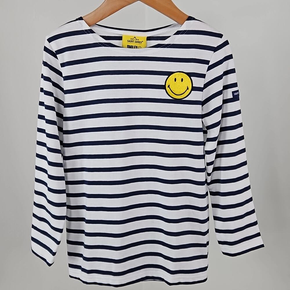 Saint James x Smiley Iconic Sailor Navy Striped Long‎ Sleeve Shirt | Kid's 8